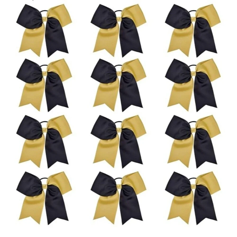 12 count 8” Two Tone Gold & Black Handmade Ponytail  for Teens,Tween dance